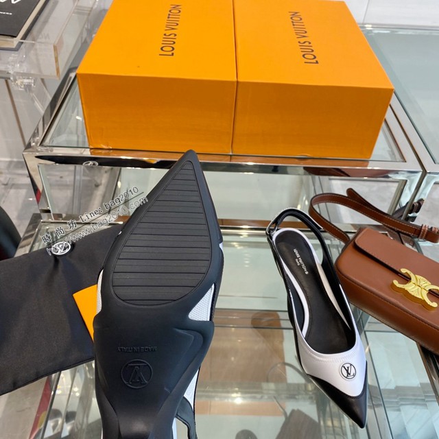 LV路易威登2022專櫃新款爆款拼色女士單皮鞋涼鞋尖頭單鞋 dx2997